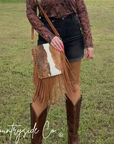 Bessie Cowhide Suede Fringe Purse by Countryside Co.
