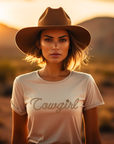 Cowgirl in Rope Graphic Tee Shirt for Country Girls- Bourbon Cowgirl