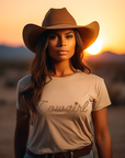 Cowgirl in Rope Graphic Tee Shirt for Country Girls- Bourbon Cowgirl
