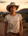 Cowgirl in Rope Graphic Tee Shirt for Country Girls- Bourbon Cowgirl