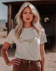 Cowgirl in Rope Graphic Tee Shirt for Country Girls- Bourbon Cowgirl