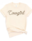 Cowgirl in Rope Graphic Tee Shirt for Country Girls- Bourbon Cowgirl