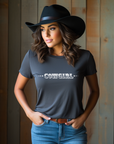 Cowgirl with Sheriff Stars Graphic Tee Shirt - Bourbon Cowgirl