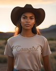 Cowgirl in Rope Graphic Tee Shirt for Country Girls- Bourbon Cowgirl