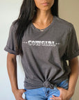 Cowgirl with Sheriff Stars Graphic Tee Shirt - Bourbon Cowgirl