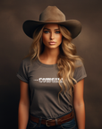 Cowgirl with Sheriff Stars Graphic Tee Shirt - Bourbon Cowgirl