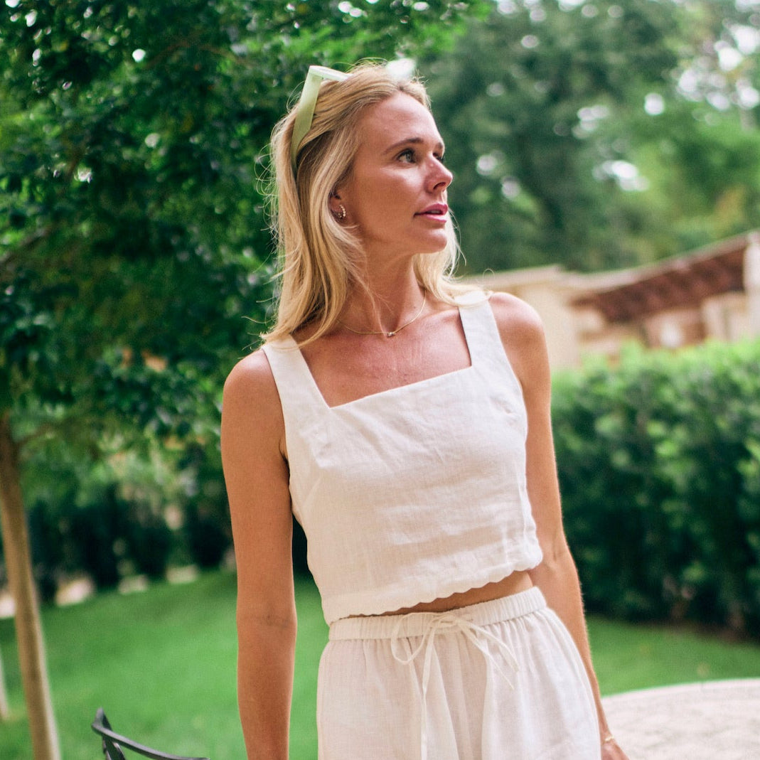 MASON'S DAUGHTER | Ella Scallop Top, White Linen