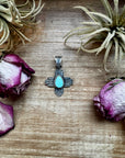 Zia Symbol Pendant with Golden Hill Turquoise – Sterling Silver – Native Made by K. Billah – Fits 8mm