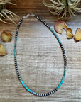 Sterling Silver Pearl & Heishi Turquoise Necklace – 19"