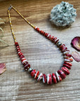 22 Inch red spiny and sterling silver pearls