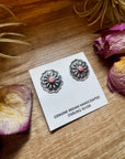 Concho Stud Earrings with Pink Conch – Sterling Silver