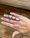 Long Ring -adjustable - pink conch and sterling silver III