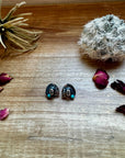 Cowboy Hat Stud Earrings with Kingman Turquoise