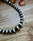 20 1/2 inch graduated 8 to 14 mm Sterling Silver Pearls necklace