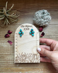 Kingman Turquoise Stud Earrings – Sterling Silver – Navajo Made by Marcella James
