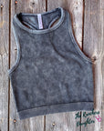 Ash Black Ribbed Racerback Crop Tank