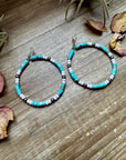 Turquoise Variscite & Pink Conch Hoop Earrings – Exclusive Bijoux FAB Design