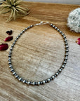 14 inch 6 mm and 3 mm Sterling Silver Pearls choker necklace