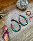 Real turquoise dangle earrings & 6 mm Sterling silver pearls