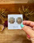 Square Cross Stud Earrings with Longhorn Skull – Sterling Silver