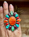 Adjustable Cluster Ring – Spiny Oyster & Sonoran Gold by E. Richards, Native Made