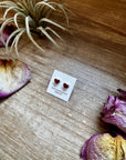 Mini Heart Stud Earrings – Red Inlay – Sterling Silver – Zuni Made