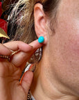Perfect Blue Turquoise oval stud earrings