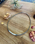 white shell choker with 3 mm Sterling Silver Pearls