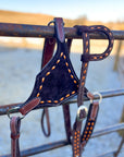 Sunrise Orange on Chocolate Suede BuckStitch Betty Bikini Breast Collar and Headstall set
