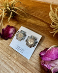 Square Cross Stud Earrings with Longhorn Skull – Sterling Silver