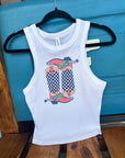 Cowboy Boots Cropped Tank