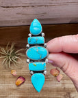 Big Ring- adjustable- Sonoran turquoise ring & sterling silver