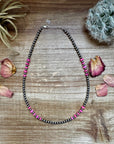 17 inch long Pink opal faceted & Sterling Silver Pearls