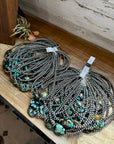 15-Inch Sterling Silver Pearl Necklace with Turquoise – One-of-a-Kind