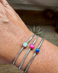 Small Opal Cuff Bracelet – Choice of Pink, Blue, or White – Sterling Silver