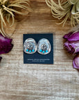 Cowboy Hat Stud Earrings with Kingman Turquoise – Sterling Silver – Native Made by Bobby Platero
