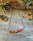 Paperclip Chain Necklace – Spiny Oyster Chip & Sterling Silver Pearl
