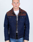 Mens Ethnic Aztec Denim Jacket - Indigo
