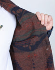 Mens Ethnic Aztec Denim Jacket - Indigo