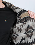 Mens Ethnic Aztec Denim Jacket - Dark Indigo