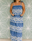 The Venice Maxi Skirt Set in Denim Blue