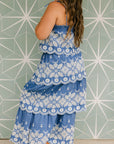 The Venice Maxi Skirt Set in Denim Blue