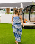 The Venice Maxi Skirt Set in Denim Blue