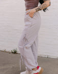 The Leighton Bow Track Pant in Almond