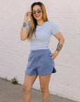 The Cowgirl Club Short in Dusty Blue