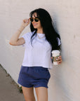 The Cowgirl Club Fleece Short in Indigo