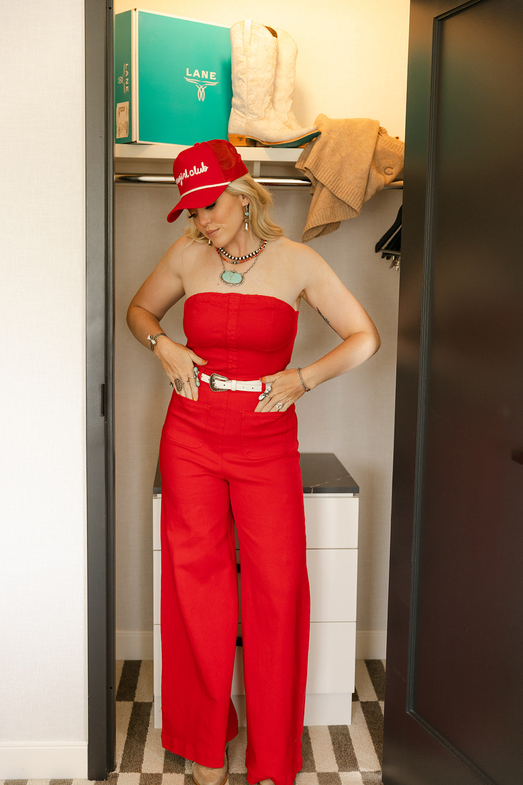 The Talia Western Concho Belt in White