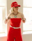 The Talia Western Concho Belt in White