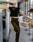 The Beckett Leopard Jean in Dark Wash