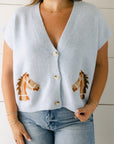 The Della Cropped Western Cardigan in Blue